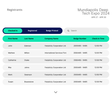 FpBadge check-in app interface